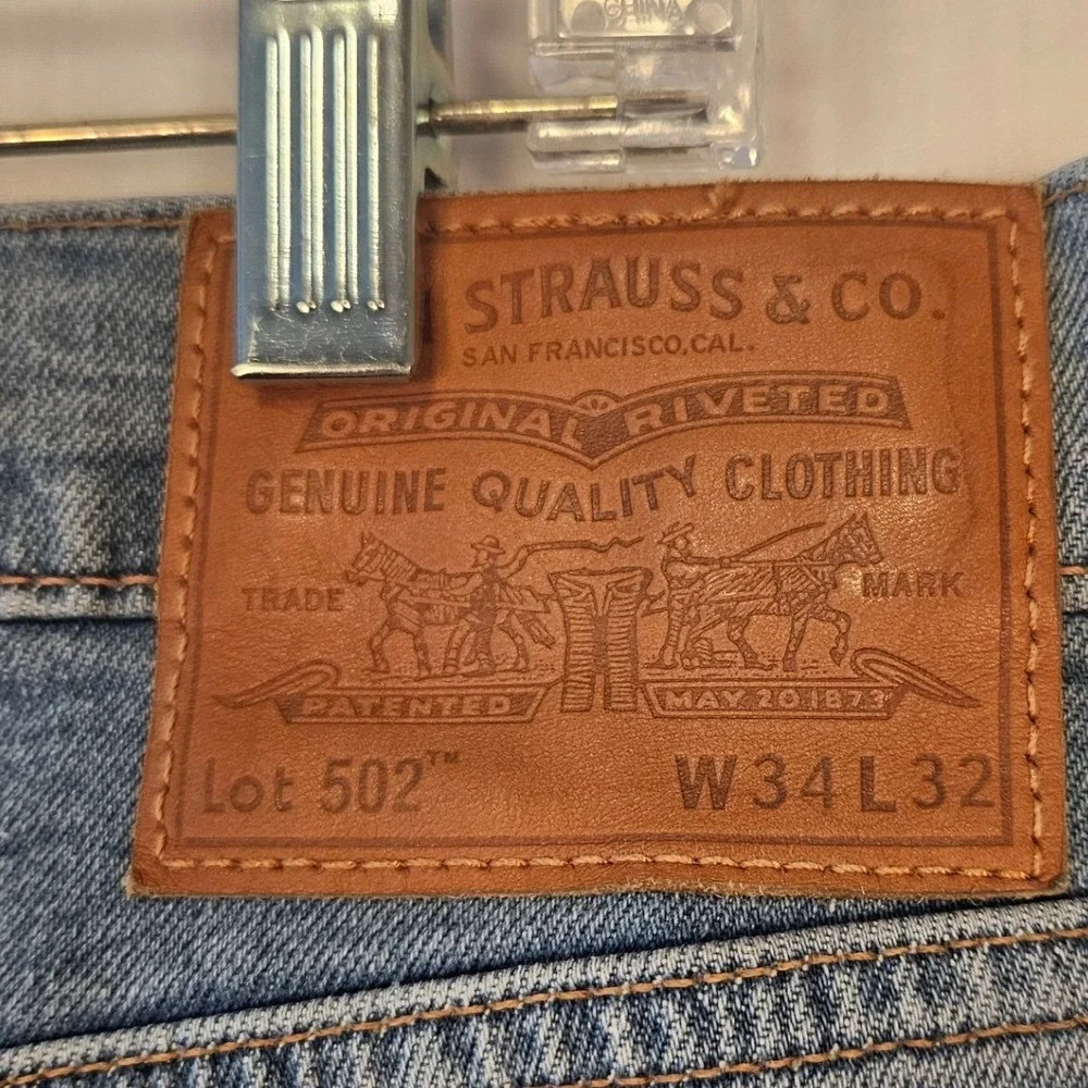 Levis 502 Regular Taper Mens Light Wash Blue Stretch Denim Jeans 34x32 295070933